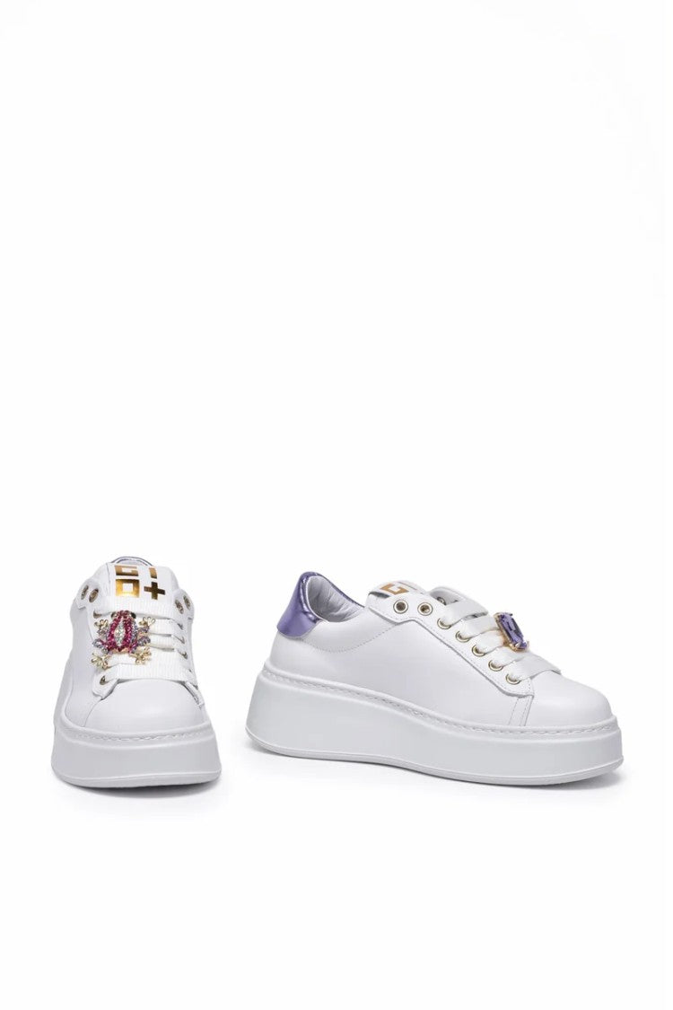Gio + White Lilac Leather Wedge Sneakers