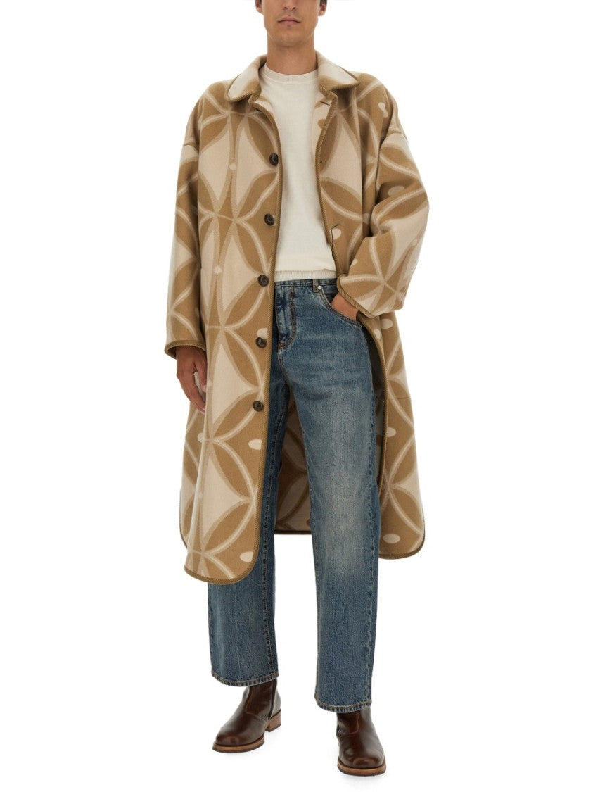 Etro Oversized Jacquard Pattern Wool Coat