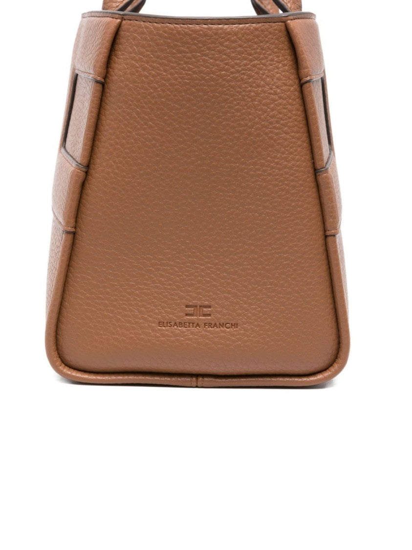 Elisabetta Franchi Rectangular Textured Handbag With Detachable Strap