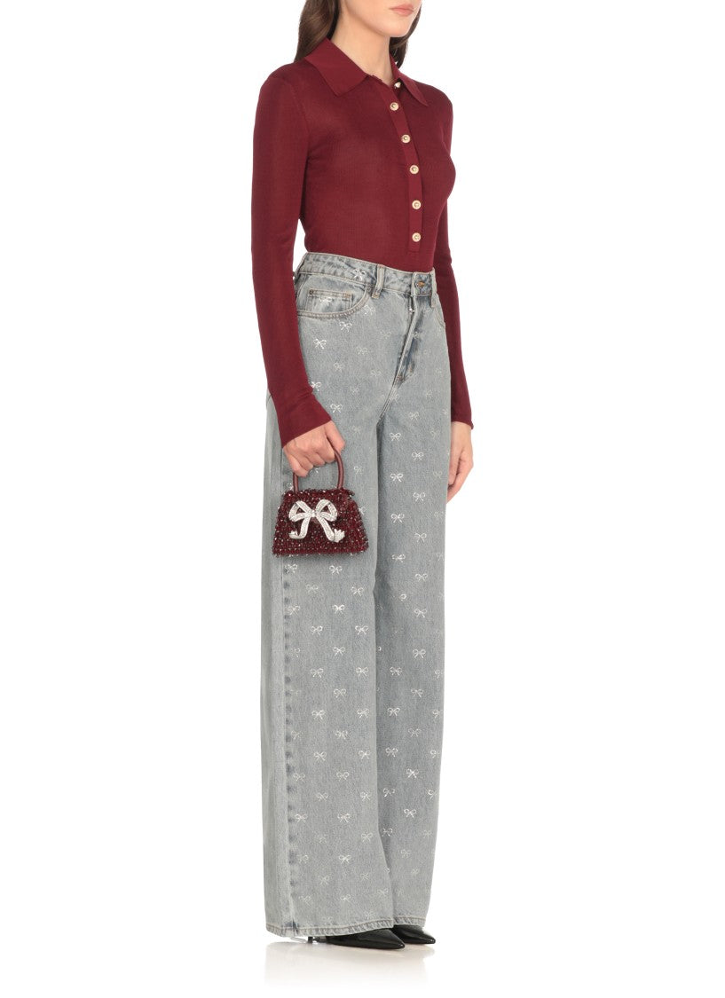 Self-Portrait Embellished Micro Bow Bag