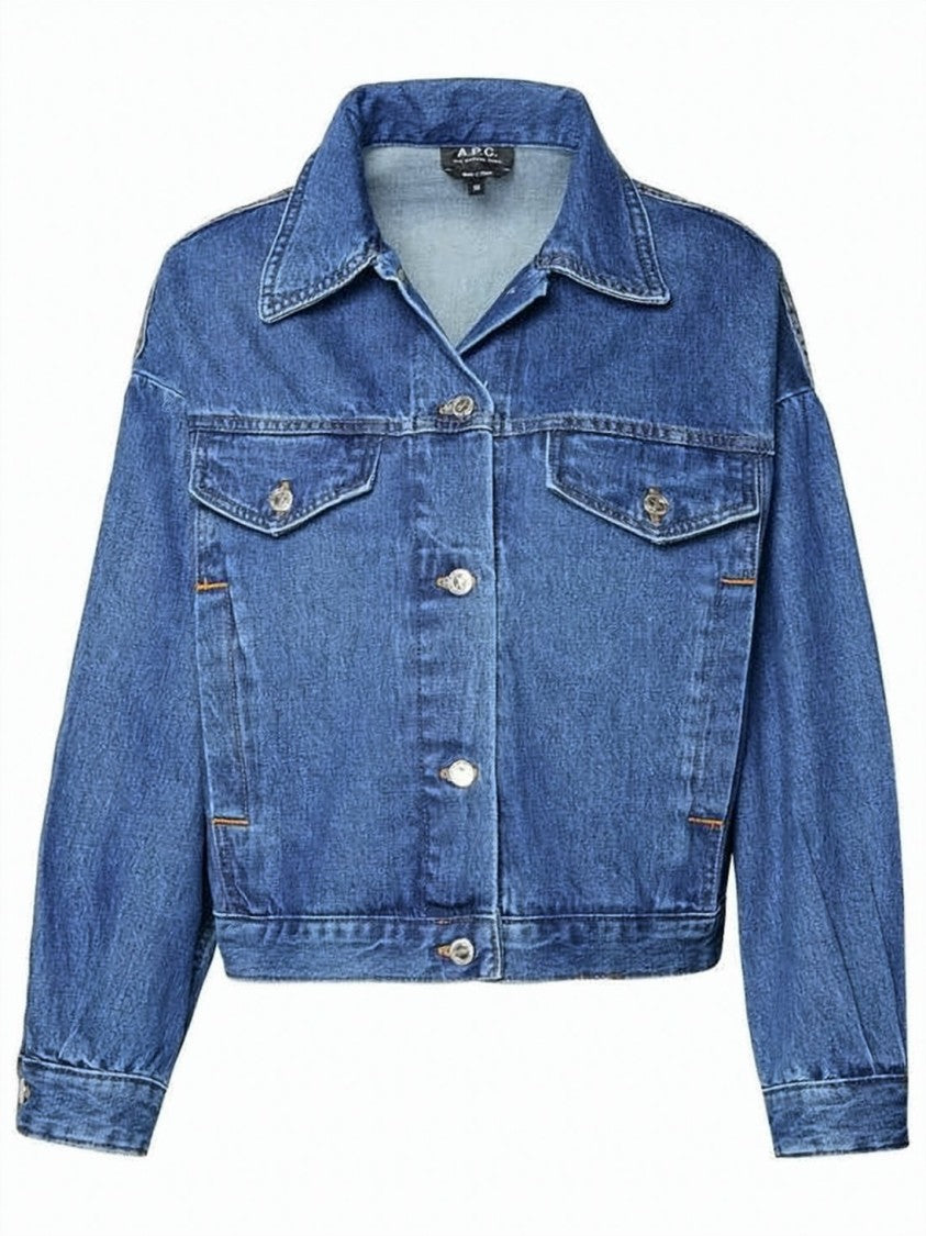 A.P.C. Cropped Denim Jacket With Classic Collar