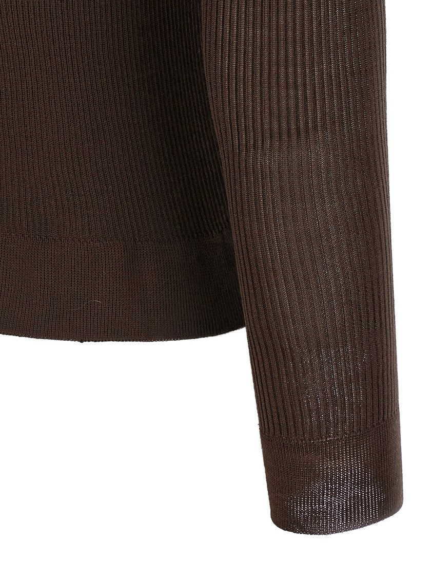 Magda Butrym Ribbed Silk Sweater With Crew Neck