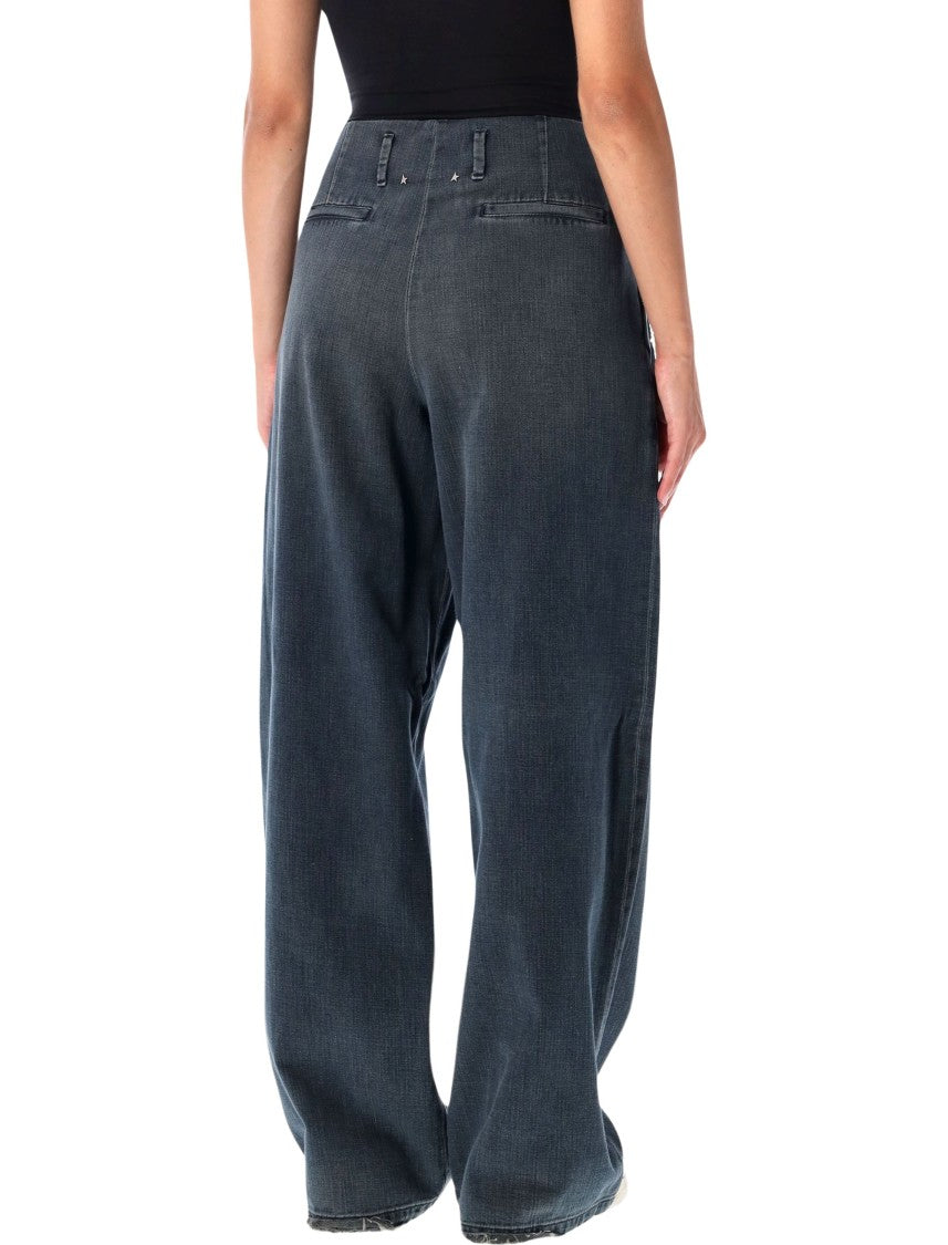 Golden Goose Wide Leg Flavia Denim With High Waist And Front Pleats