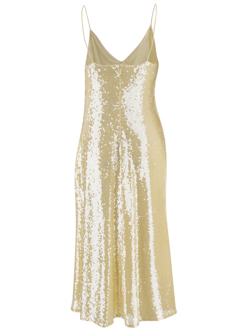 Lauren Ralph Lauren V-Neck Midi Dress With All-Over Sequin Appliqué
