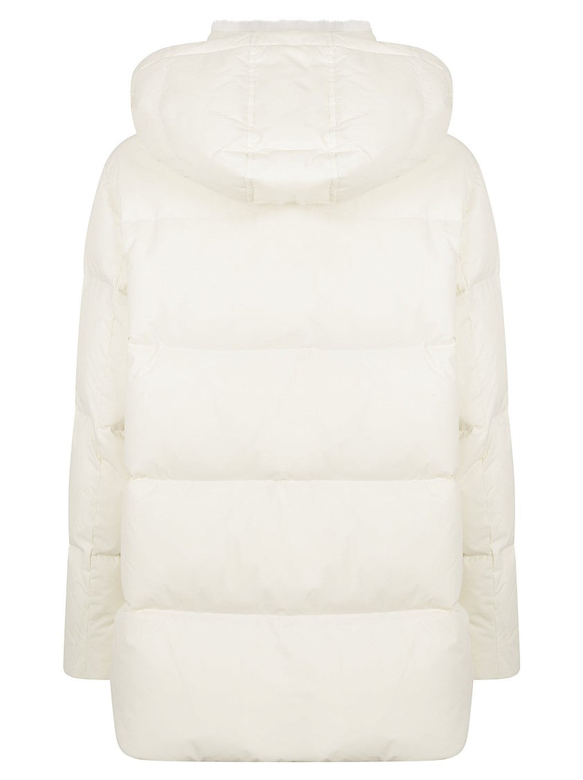 Yves Salomon Short Puffer Coat With Detachable Hood And Matte Finish
