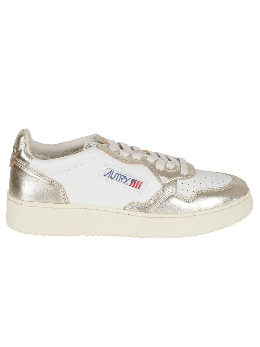 Autry Low-Top Sneakers With Metallic Gold Accents