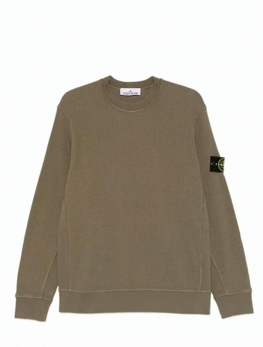 Stone Island Textured Cotton Long-Sleeve Crewneck Top