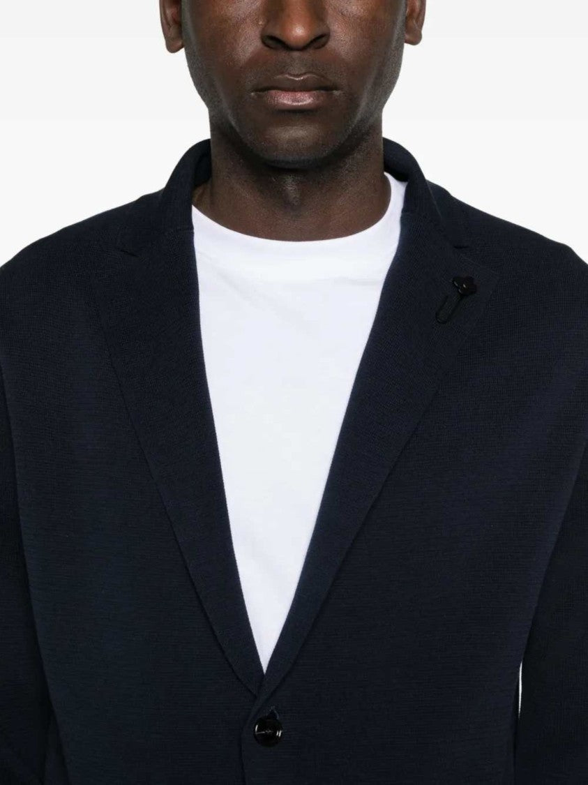 Lardini Dark Blue Cotton Flower Jacket
