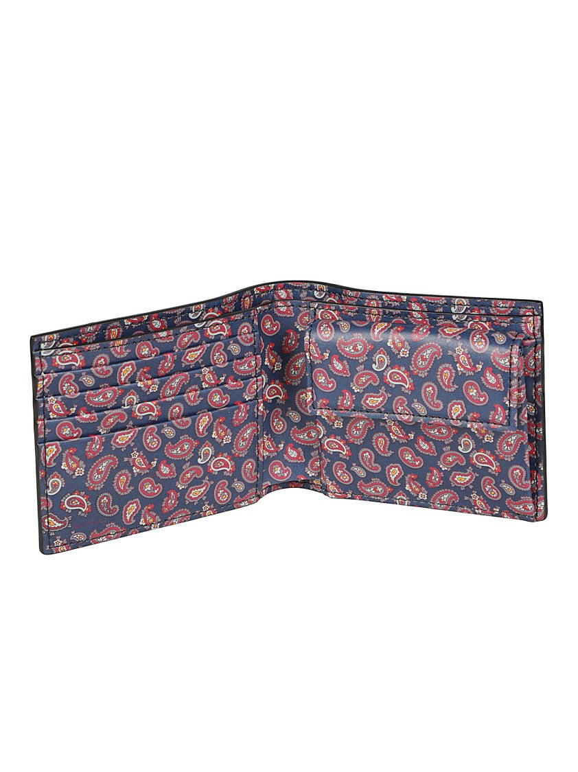 Etro Bifold Wallet With Textured Paisley Print And Vibrant Interior