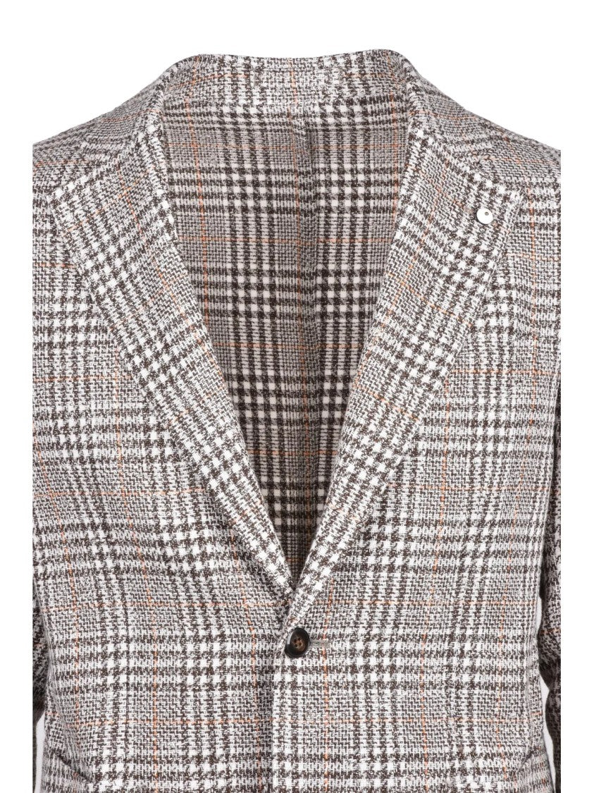 L.B.M. 1911 Cotton Linen Acrylic Jacket - White/Brown