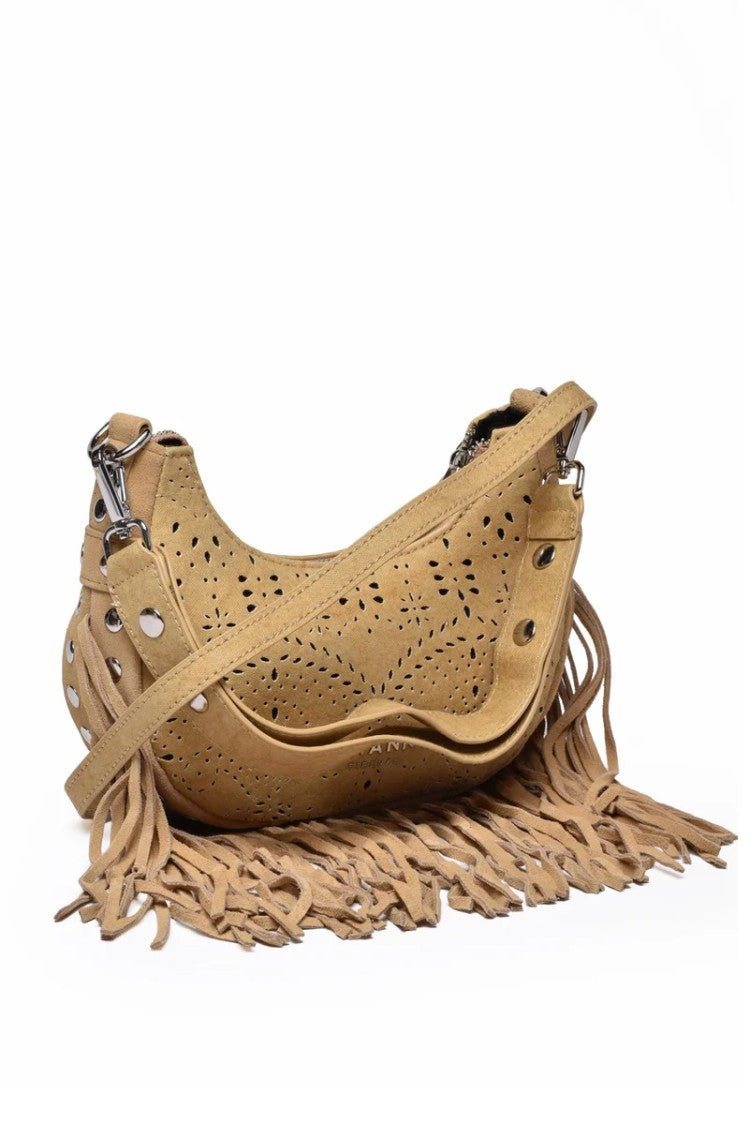 Ermanno Firenze Beige Polyester Leather Crossbody Bag