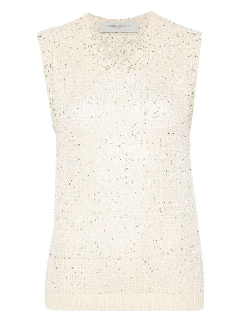 Golden Goose Melyssa Sleeveless Sequin Knit Tank Top