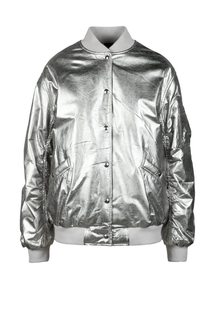 Iro Leather Bomber Jacket - Silver