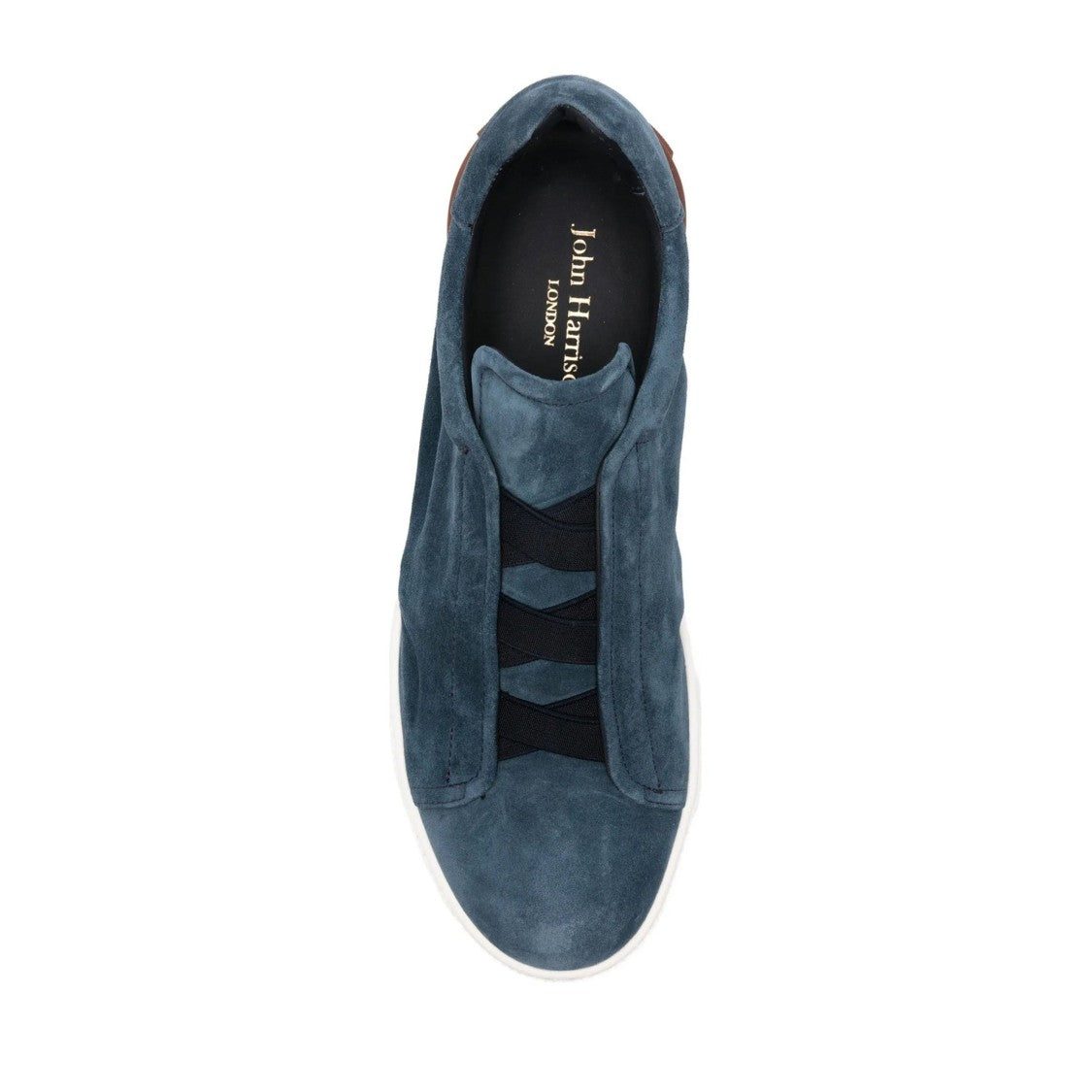 John Harrison Blue Suede Slip-On Heel Accent Sneakers
