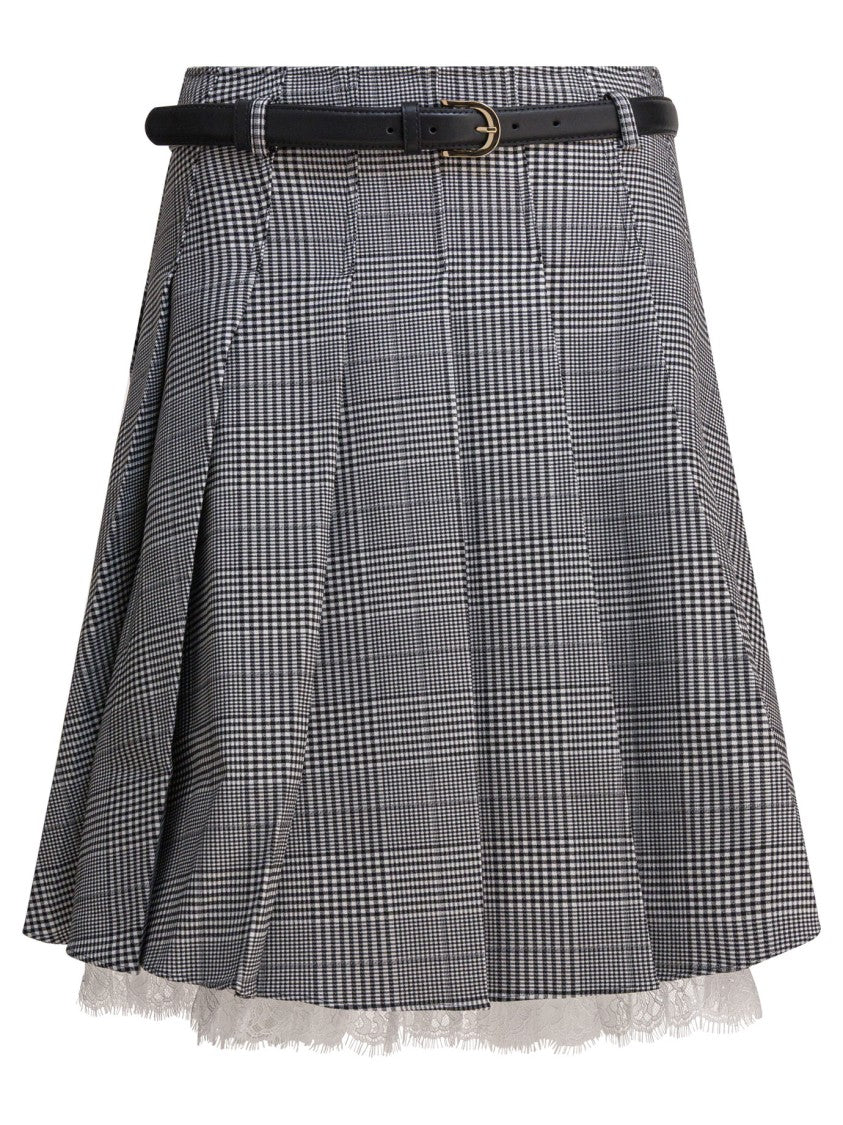 Self-Portrait Grey Pleated Midi Skirt