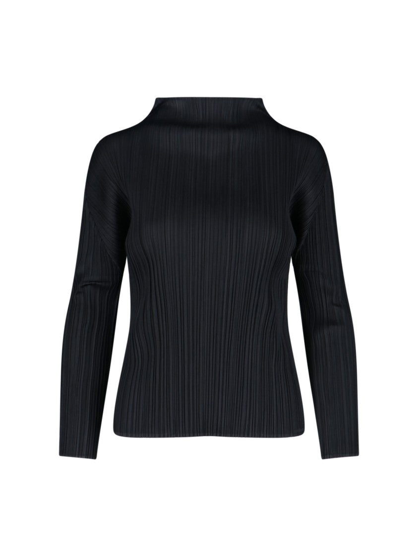 Pleats Please Timeless Black Sweater With Classic Design