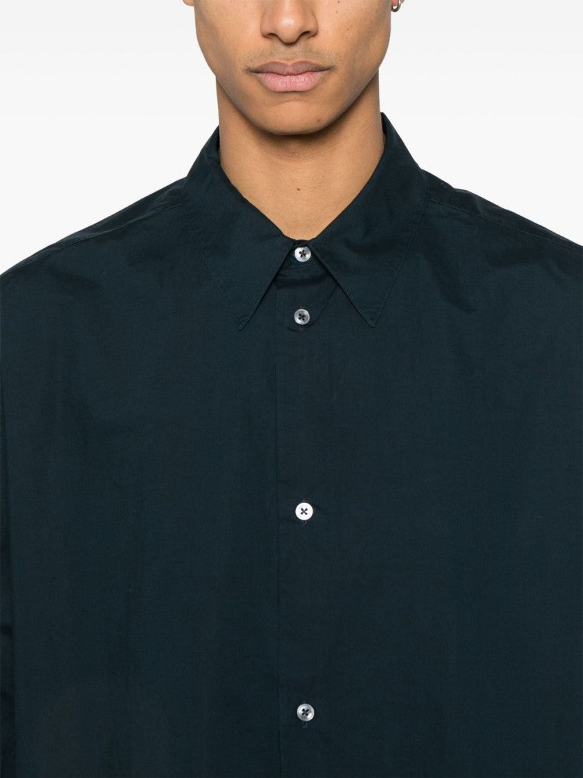 Studio Nicholson Relaxed Fit Navy Blue Short Sleeve Shirt