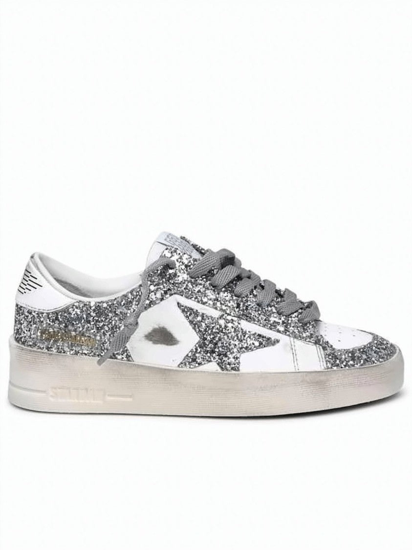 Golden Goose Distressed Low-Top Sneakers With Glitter Accents