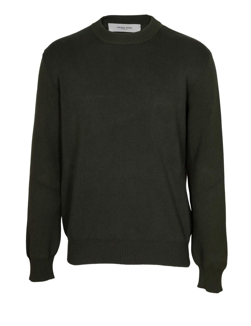 Golden Goose Green Cotton Sweater With Back Logo