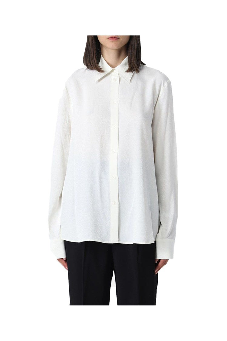 Pinko Refined White Button-Down Shirt Textured Finish
