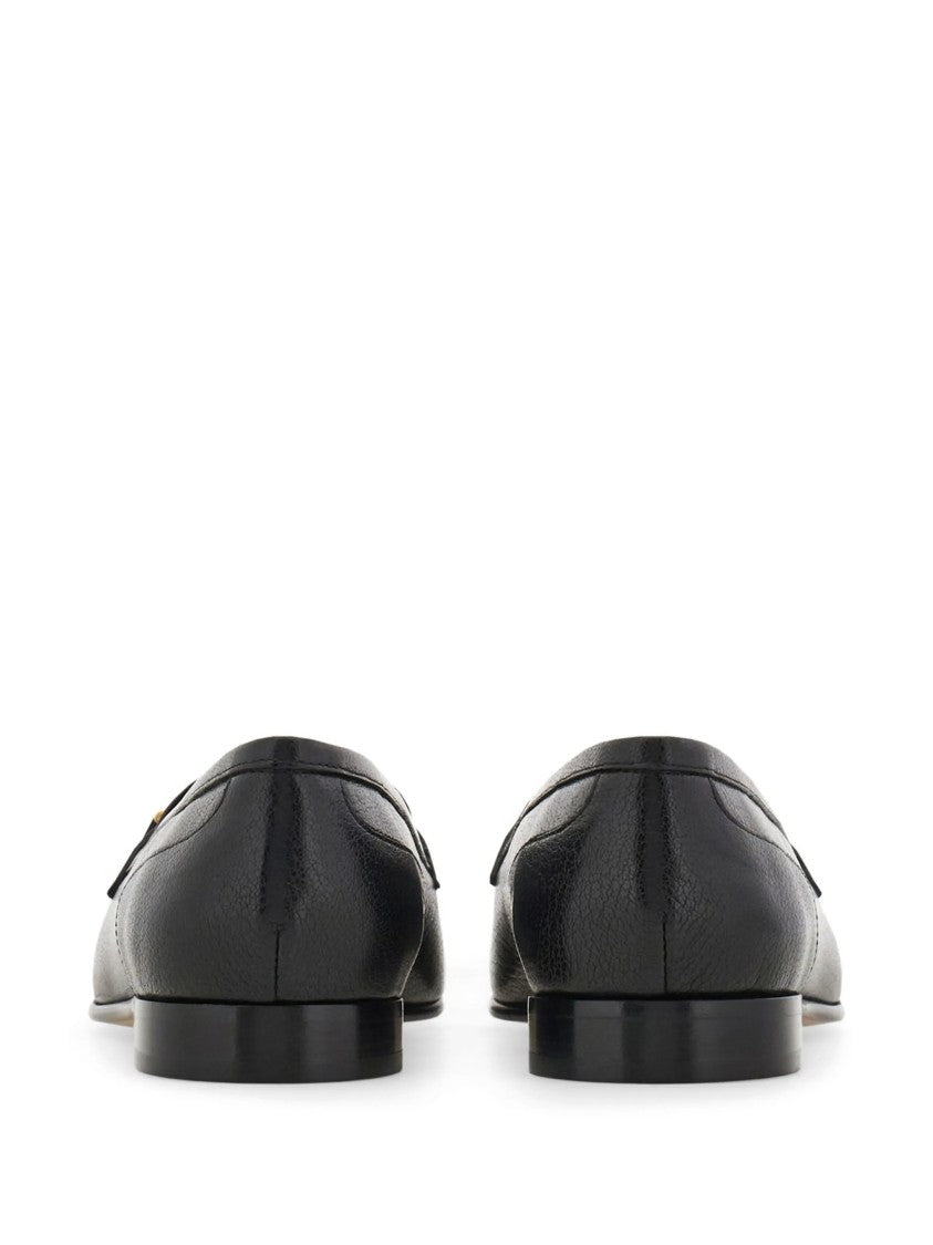 Salvatore Ferragamo Goat Skin Leather Gold Bit Loafers