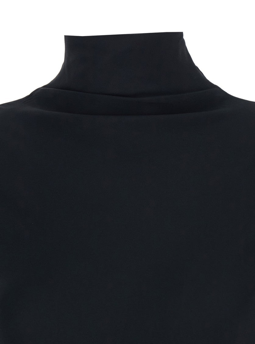 Semi Couture Crepe De Chine High Neck Blouse