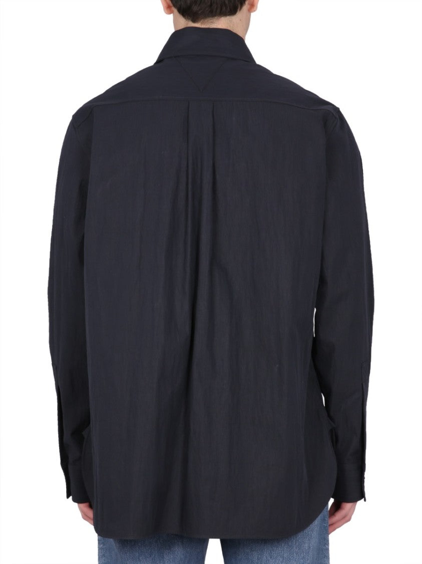 Bottega Veneta Pointed Collar Cotton Twill Shirt With Button Closure
