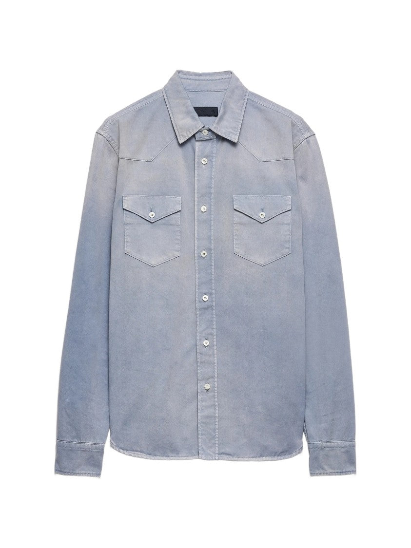 Prada Light Blue Long-Sleeve Fabric Shirt