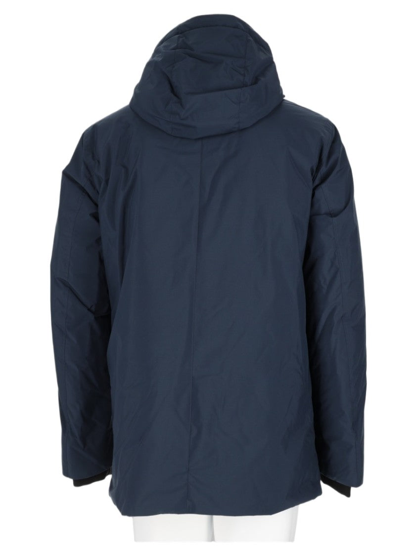 Woolrich Blue High-Collar Wool-Blend Jacket