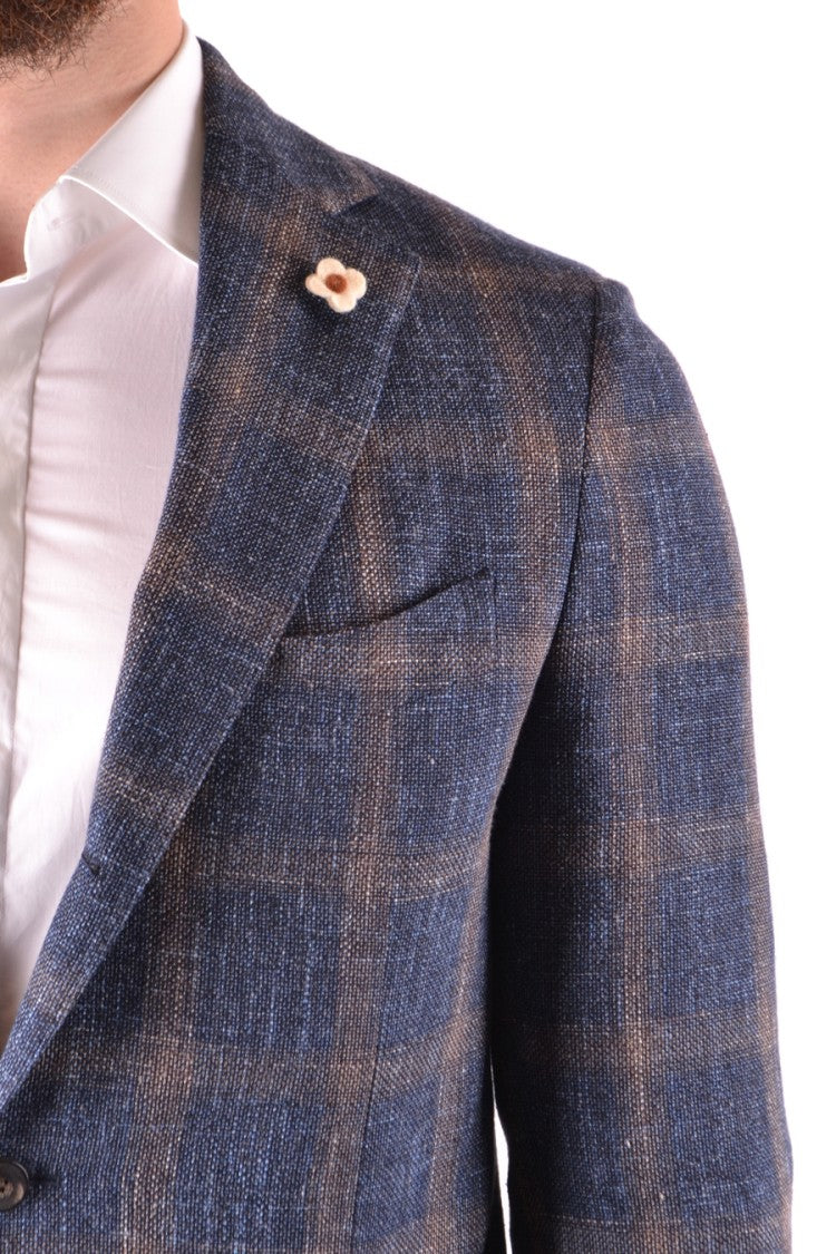 Lardini Checkered Textured Blazer With Classic Fit