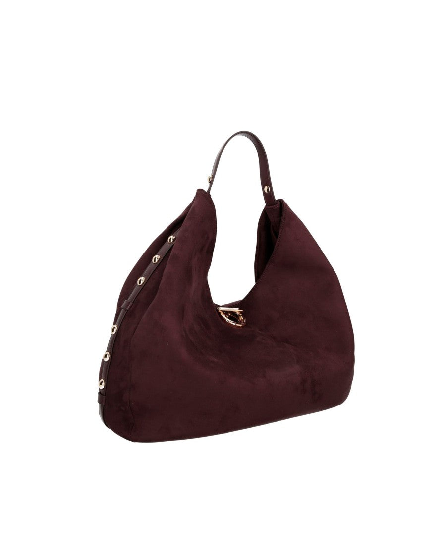 Liu Jo Red Aubergine Studded Microfiber Hobo Bag