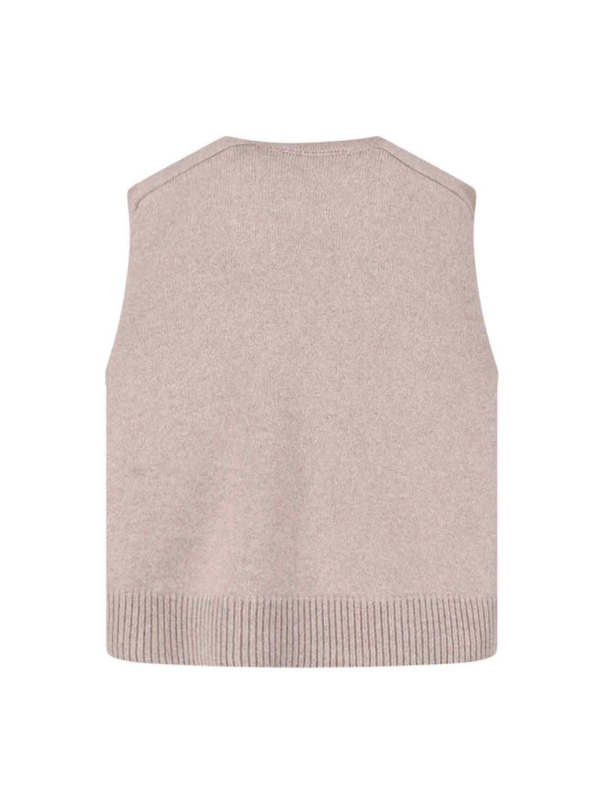 Róhe Taupe Cashmere-Wool Convertible Sweater With Ribbed Details