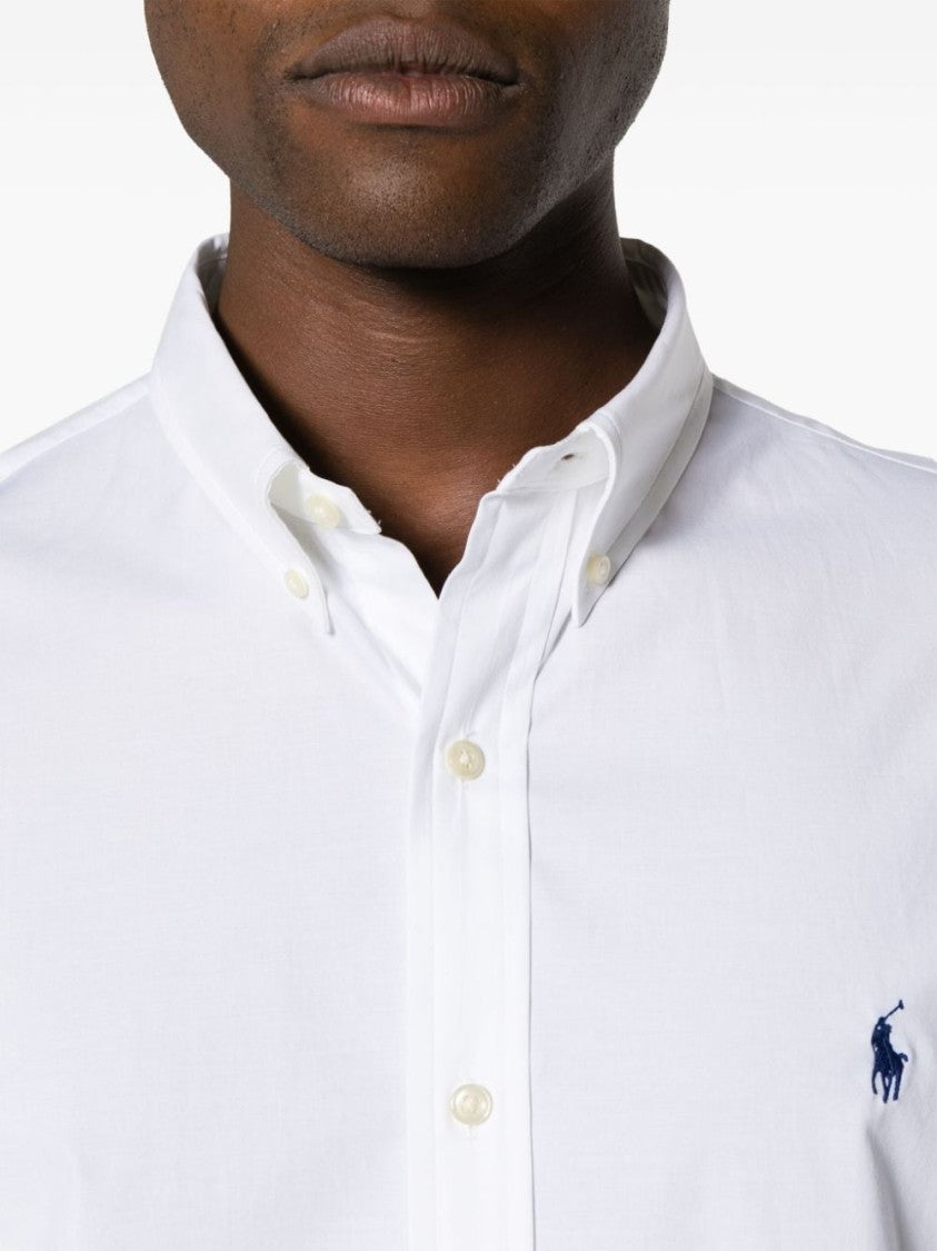 Polo Ralph Lauren White Cotton Shirt With Curved Hem