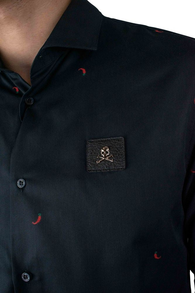 Philipp Plein Printed Black Cotton Shirt With Skull Detail