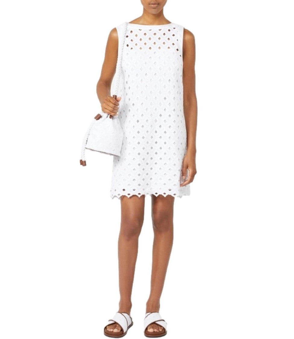 Max Mara White Cotton Blend Beach Dress