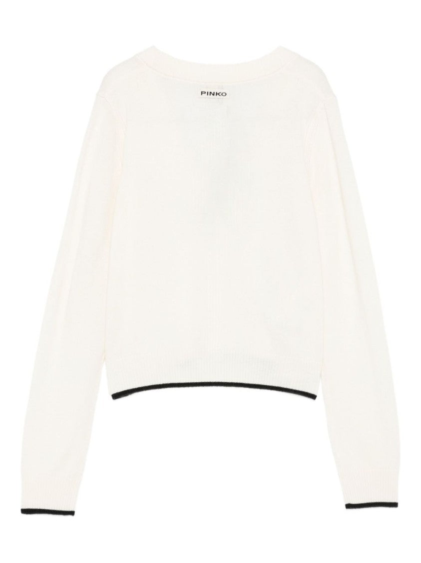 Pinko Cropped Sweater With Deep V-Neckline
