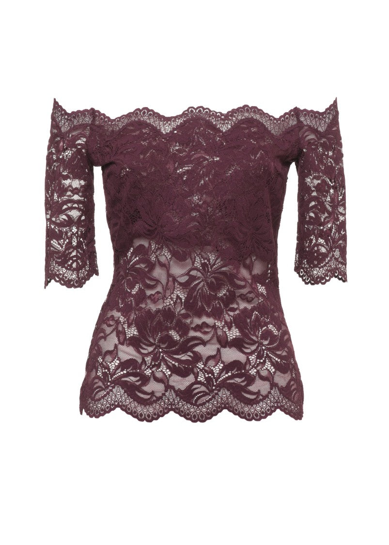 Rabanne Purple Wide Neck Lace Top