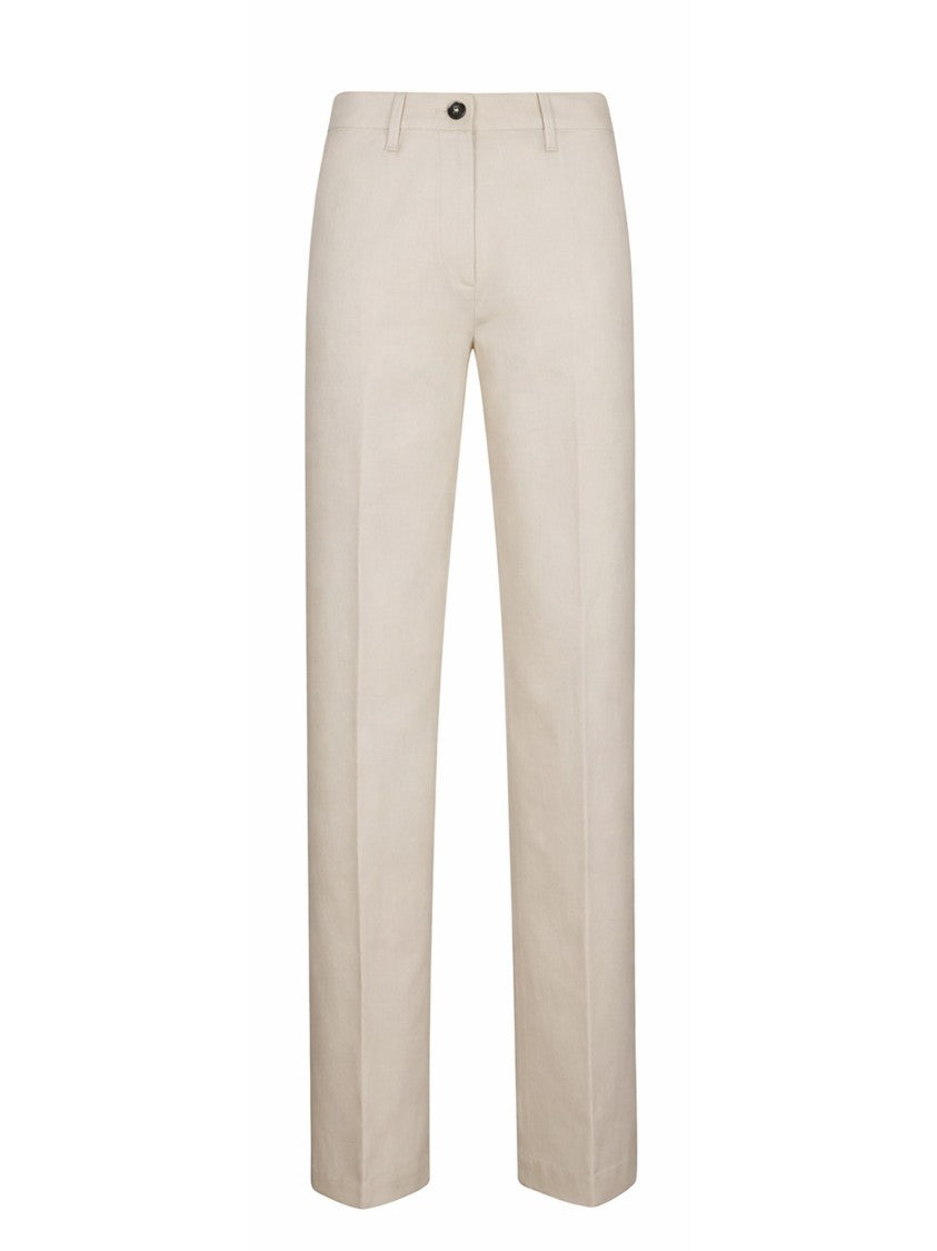 Nine In The Morning Beige Logo Detailing Straight Leg Pants