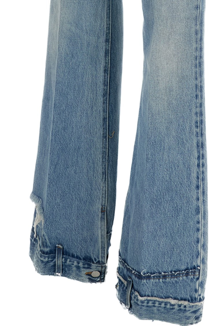 Haikure Light Blue Flora Cut Flared Denim Jeans