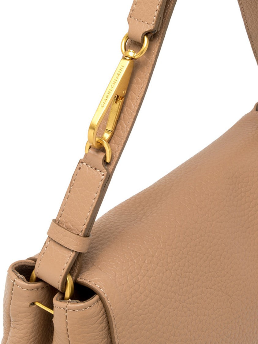 Gianni Chiarini Cecile Medium Beige Pebbled Leather Handbag