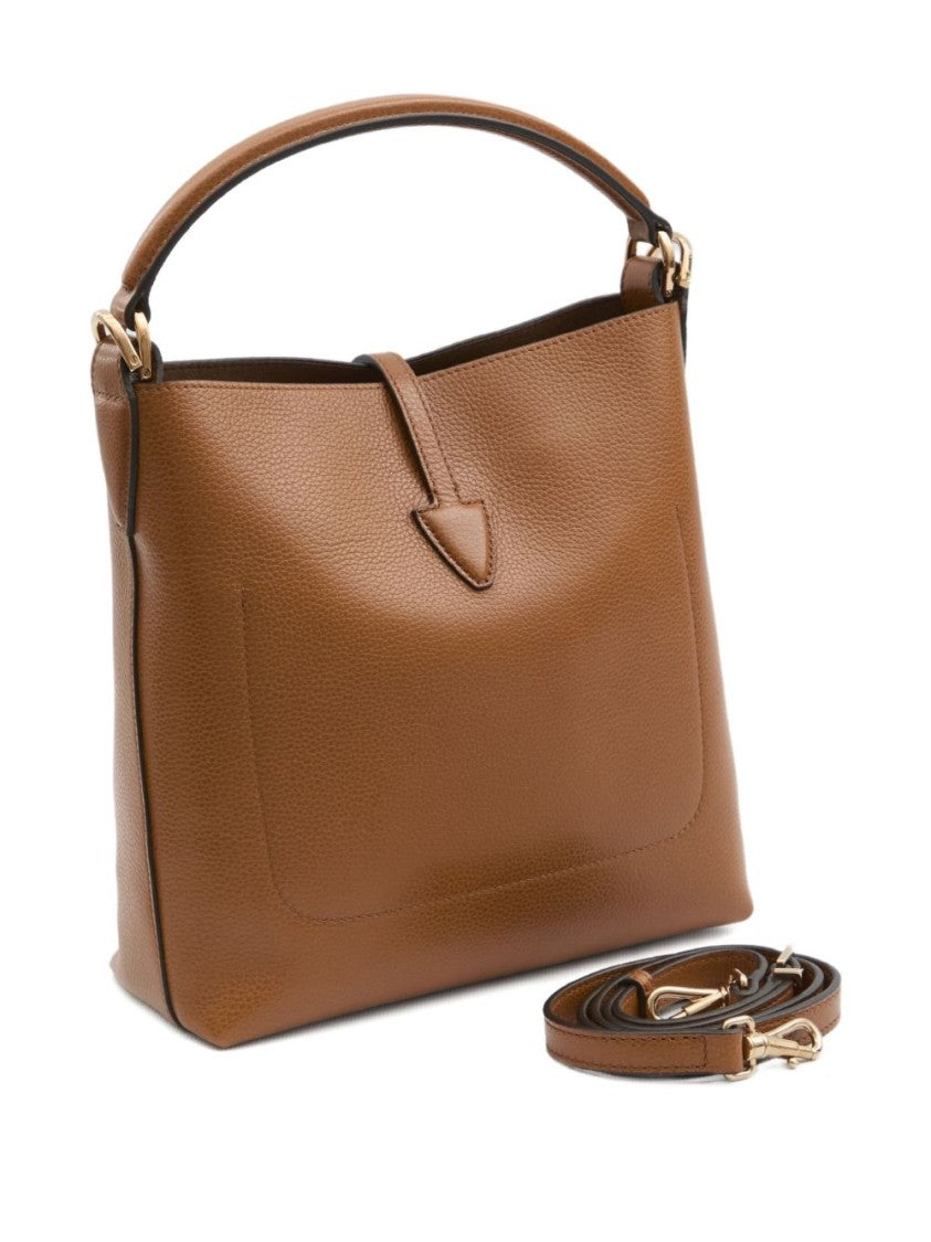 Tod's Structured Pebbled Leather Handbag With Metallic Clasp