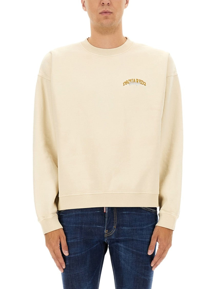 Dsquared2 Relaxed-Fit Cotton Sweatshirt With Curved Logo