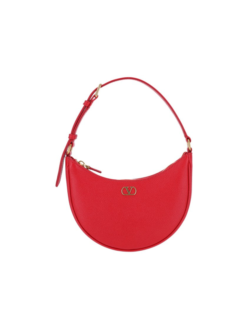 Valentino Garavani Red Leather"Vlogo Signature" Mini Hobo Bag