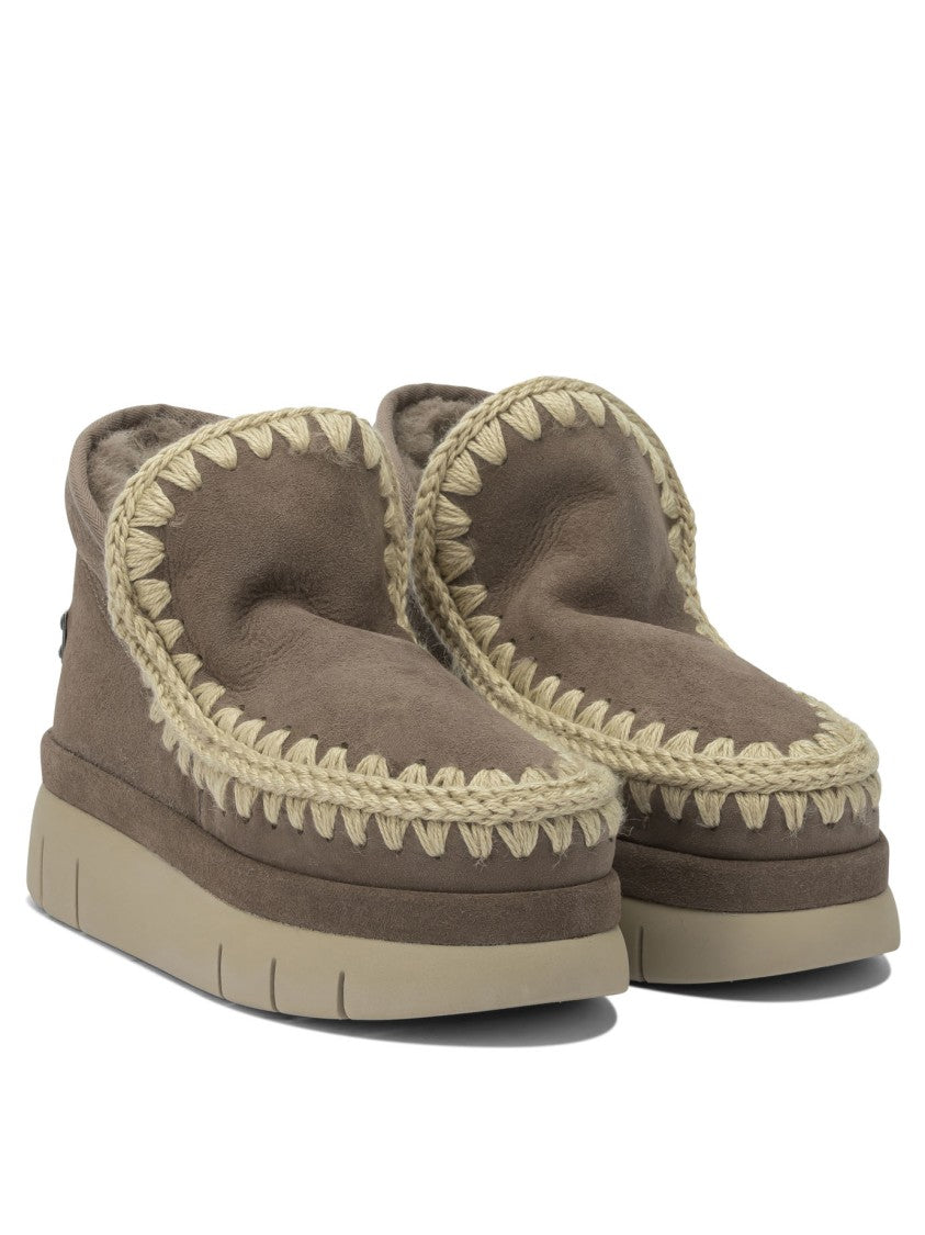 Mou Sheepskin-Rubber Ankle Boots