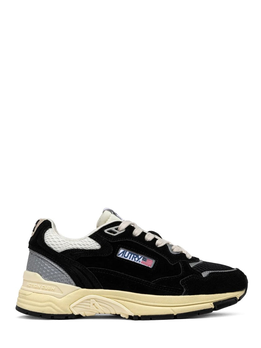 Autry Black Suede And Mesh Sneakers With Cream Cushioned Sole