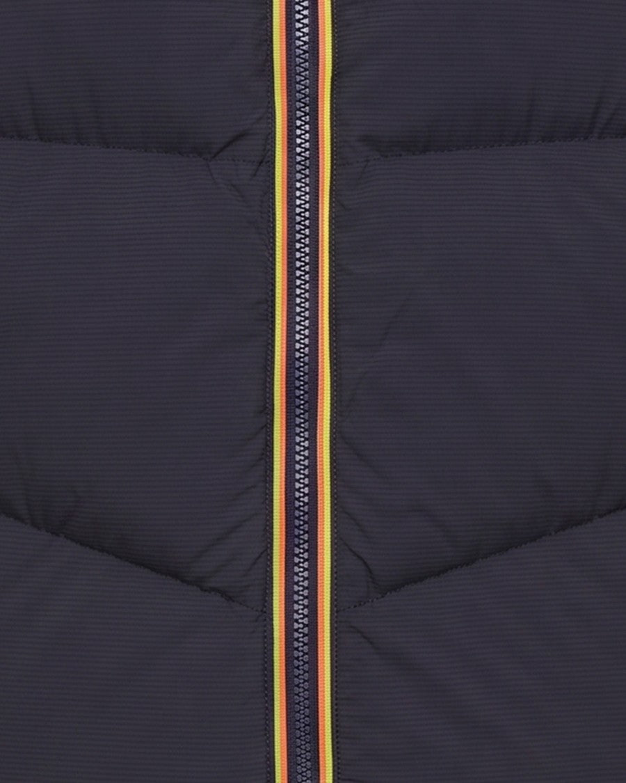 K-Way Padded Quilted Jacket With Chevron Stitching And Hood