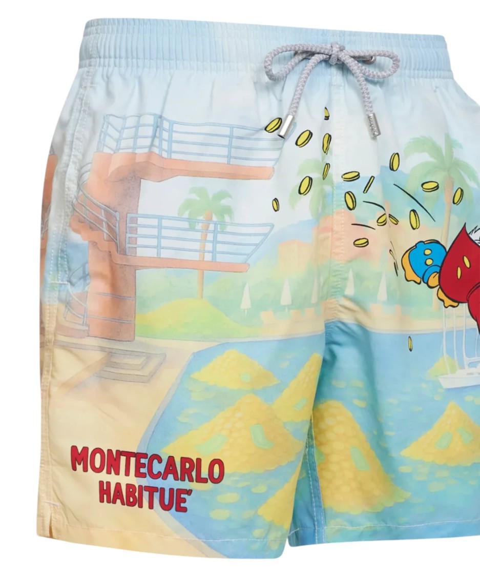 Mc2 Saint Barth Playful Cartoon Print Swim Shorts With Adjustable Drawstring