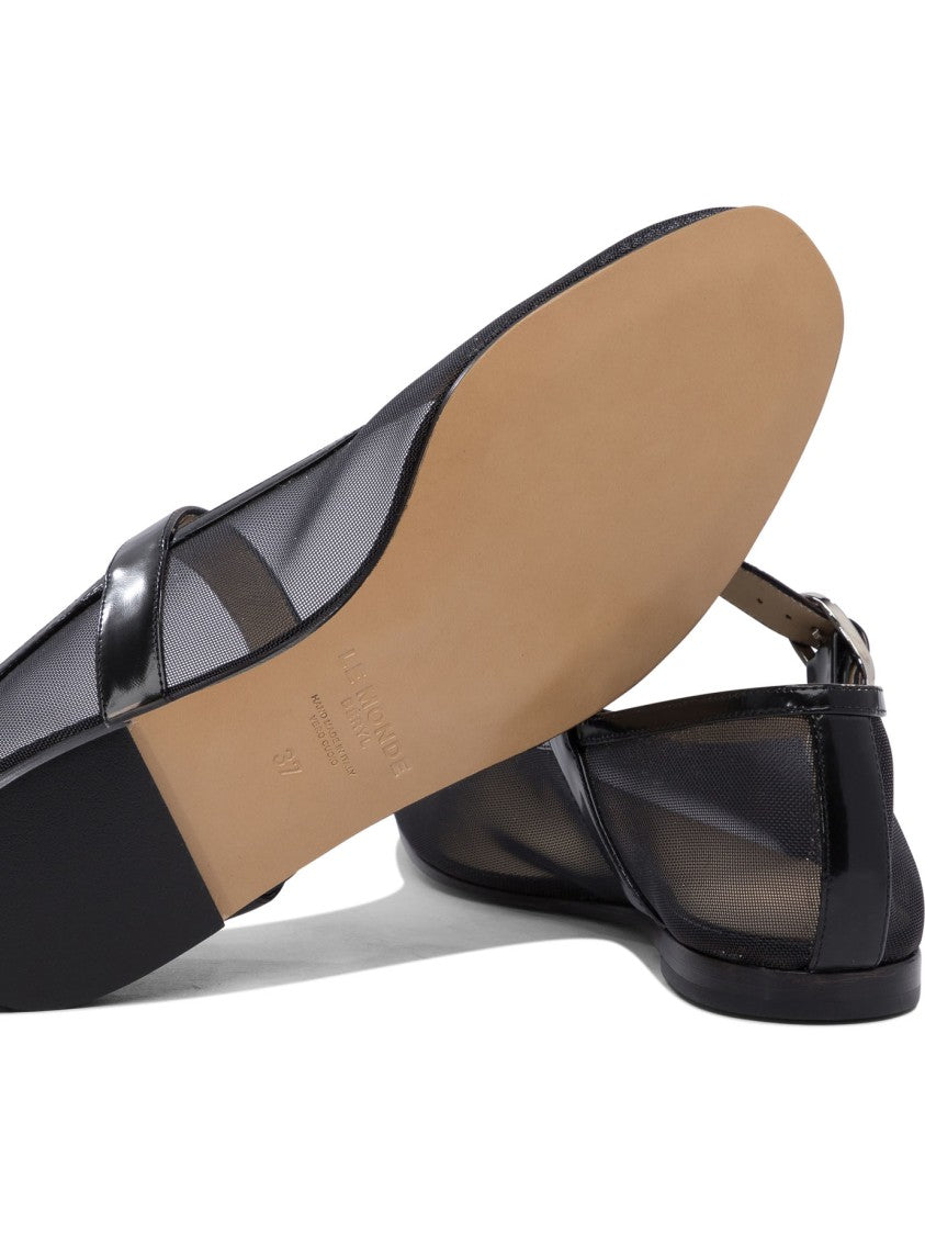 Le Monde Béryl Pointed Toe Ballerinas With Semi-Transparent Mesh