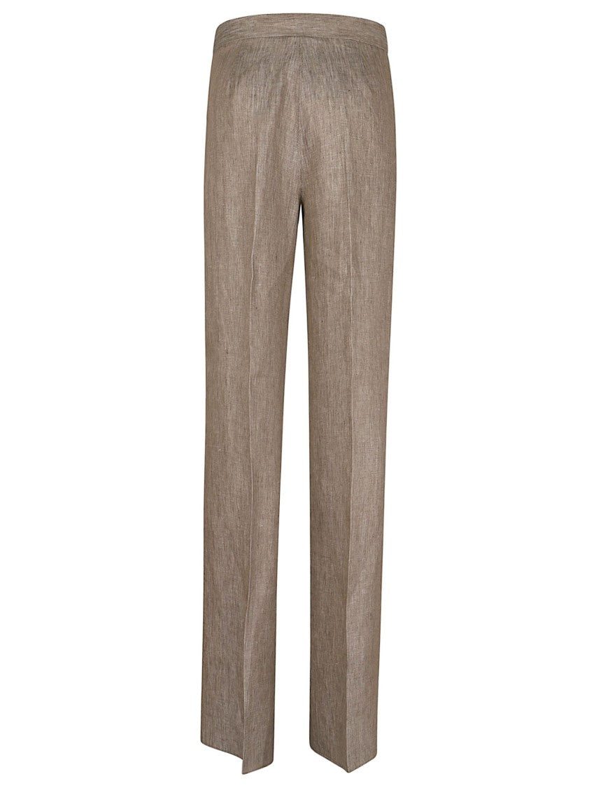 Max Mara Wide-Leg Palazzo Trousers With Herringbone Weave