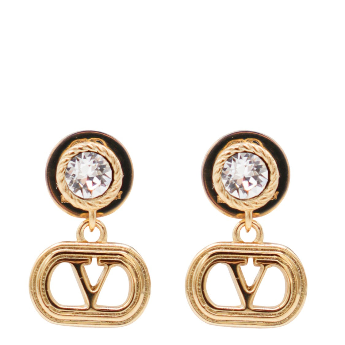 Valentino Garavani Round Crystal-Studded Earrings